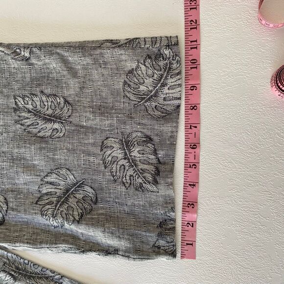 Corey Lynn Calter Jumpsuit Small • Gray Botanical Leaf Print • Wide Leg Linen Bl - Picture 7 of 10